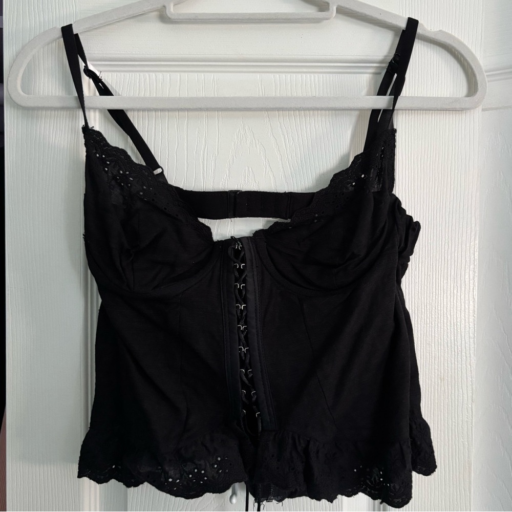 Lace-up Black Women's Corset Top